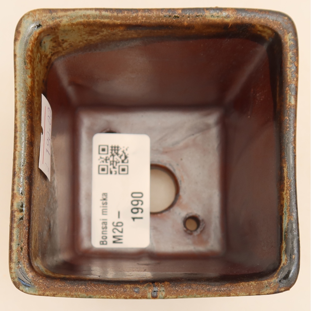 Pot à bonsaï en céramique 7,5 x 7,5 x 6,5 cm, couleur marron