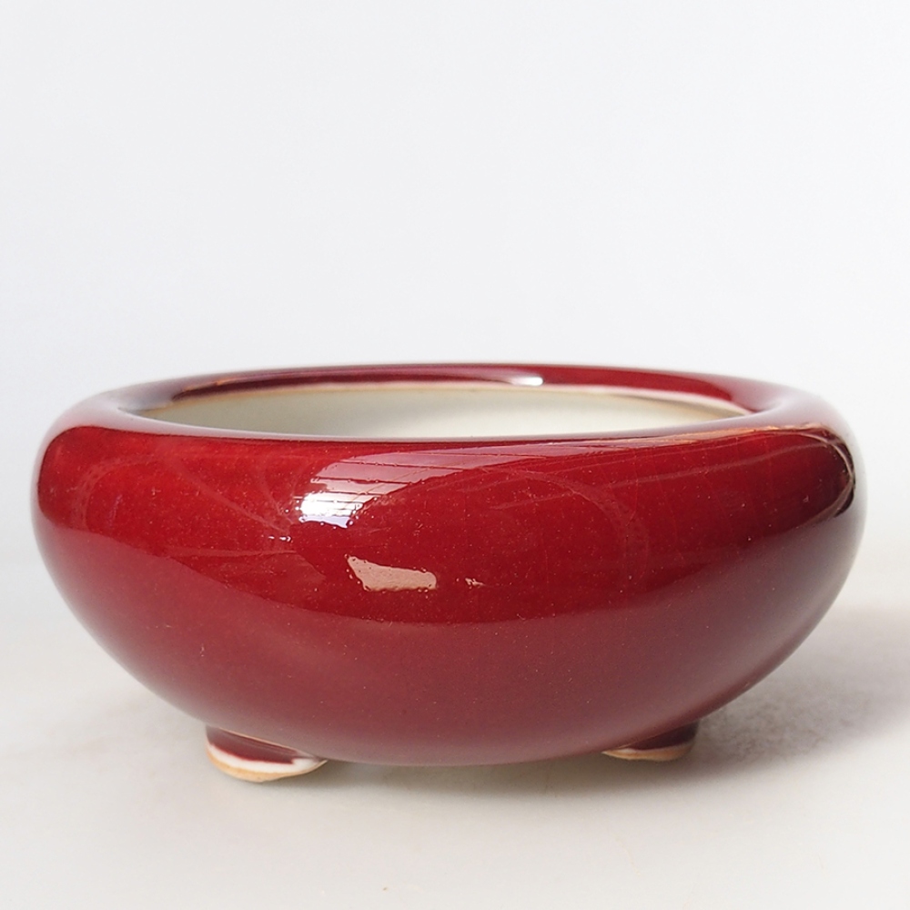 Bol à bonsaï en céramique 10,5 x 10,5 x 4,5 cm, couleur rouge