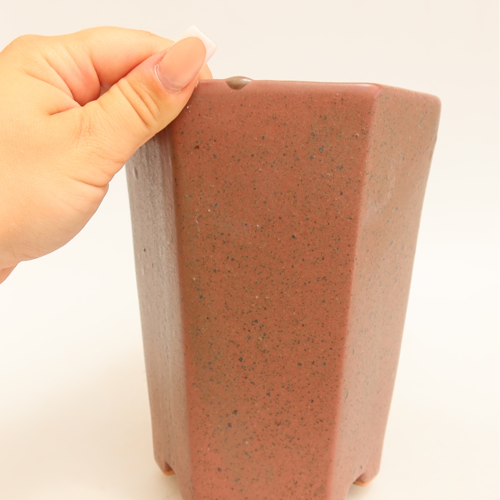 Pot à bonsaï en céramique 13 x 12 x 17 cm, couleur rose