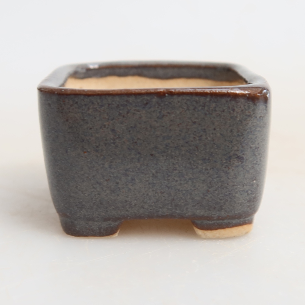 Pot à bonsaï en céramique 3,5 x 3,5 x 2,5 cm, couleur grise