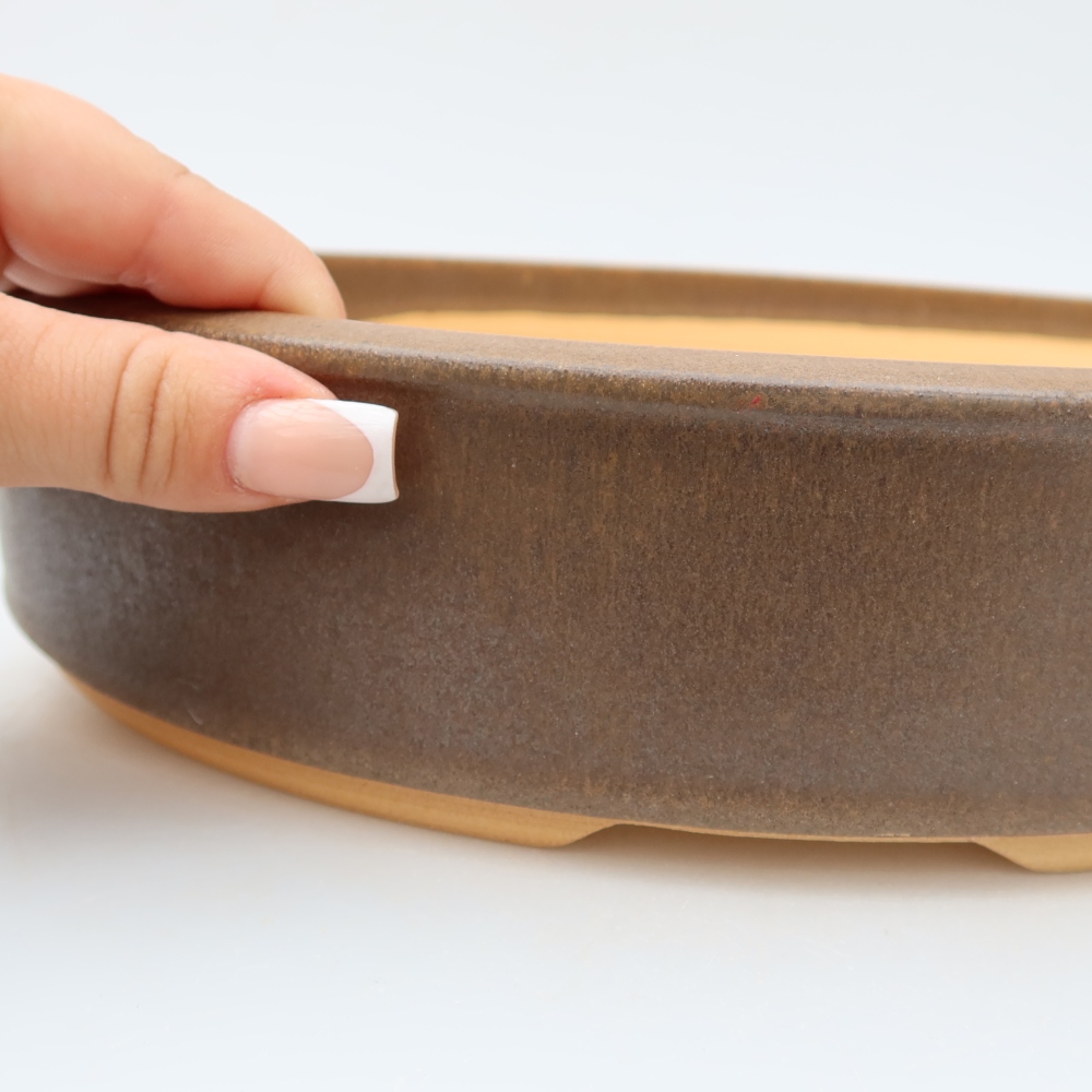 Pot à bonsaï en céramique 29 x 29 x 6,5 cm, couleur marron