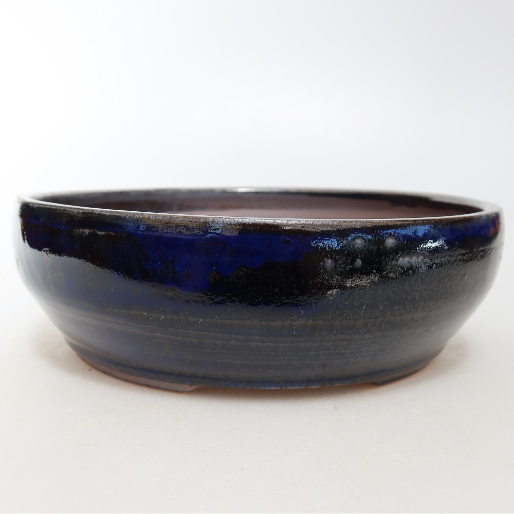Bol à bonsaï en céramique 18 x 18 x 5,5 cm, couleur bleu