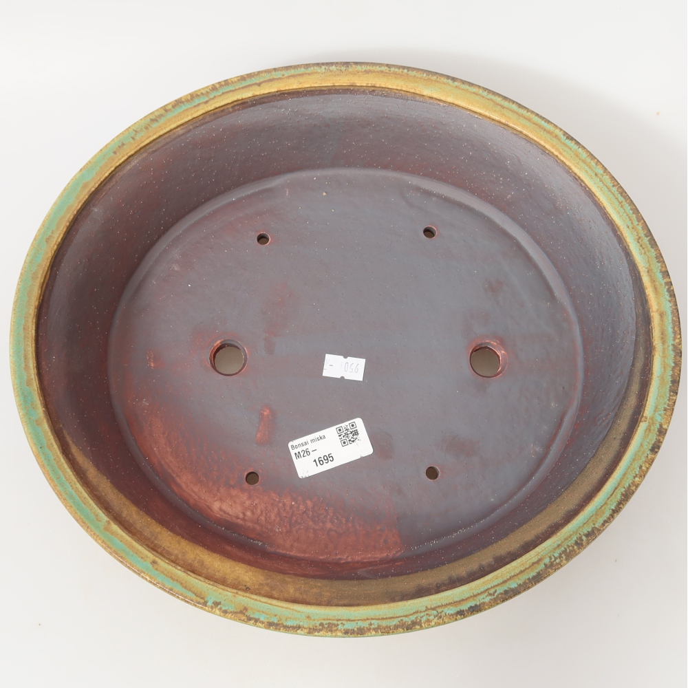 Pot à bonsaï en céramique 31,5 x 28 x 7 cm, couleur bleue