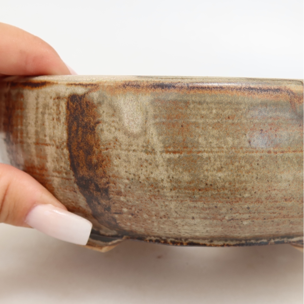 Pot à bonsaï en céramique 17,5 x 17,5 x 6 cm, couleur marron