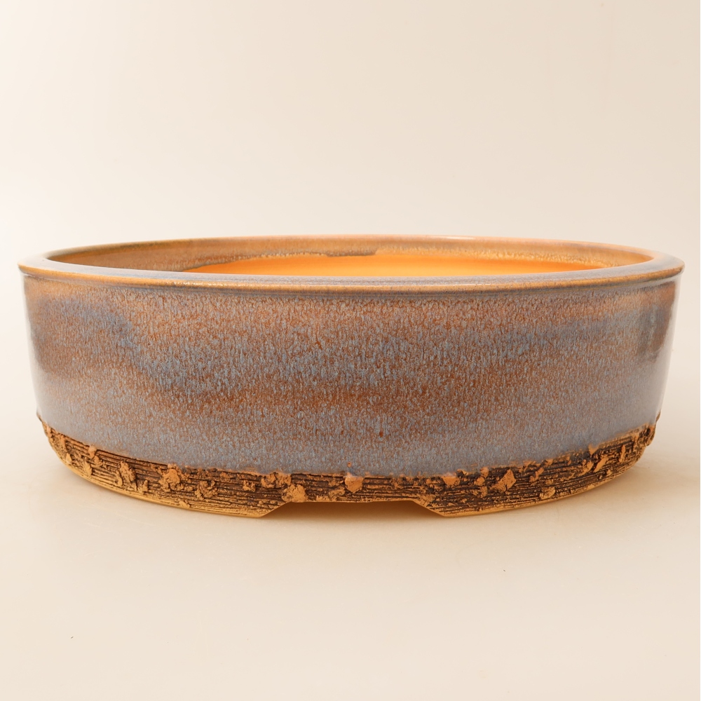 Pot à bonsaï en céramique 28 x 28 x 8 cm, couleur bleue
