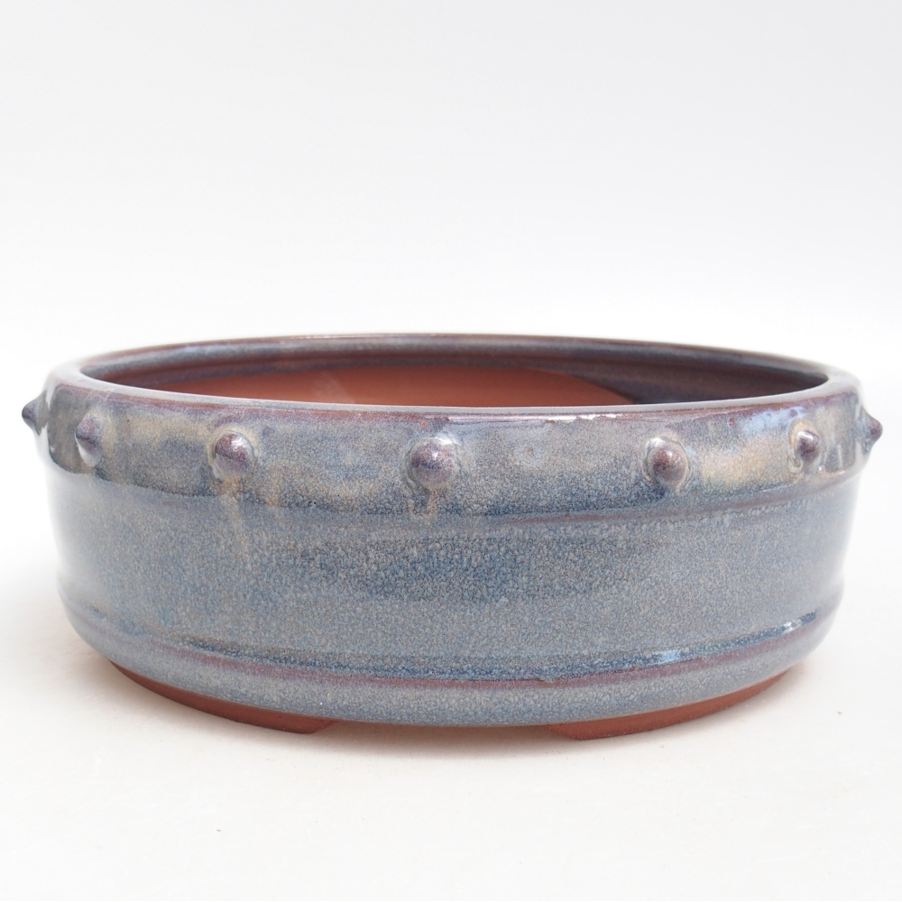 Bol à bonsaï en céramique 19,5 x 19,5 x 6,5 cm, couleur bleu