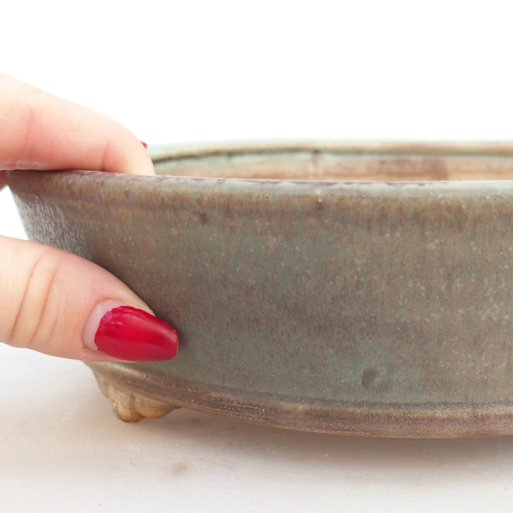 Bol à bonsaï en céramique 21,5 x 21,5 x 6 cm, vert