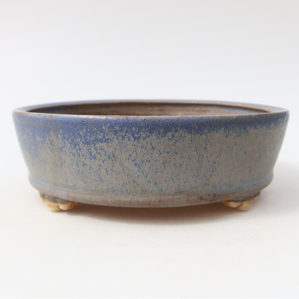 Pot à bonsaï en céramique 15,5 x 15,5 x 5 cm, couleur bleue