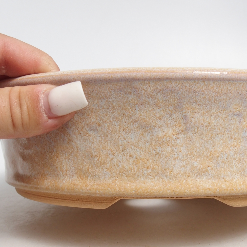 Bol à bonsaï en céramique 21 x 21 x 6 cm, couleur beige