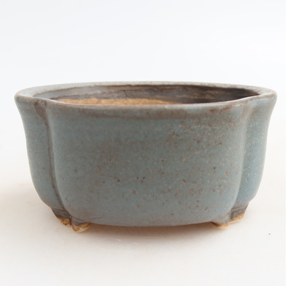 Pot à bonsaï en céramique 8 x 7,5 x 3,5 cm, couleur bleue