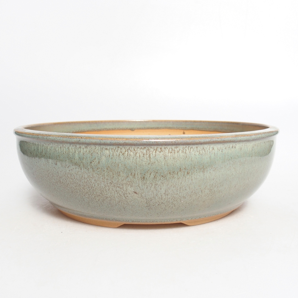 Bol à bonsaï en céramique 22,5 x 22,5 x 7 cm, vert