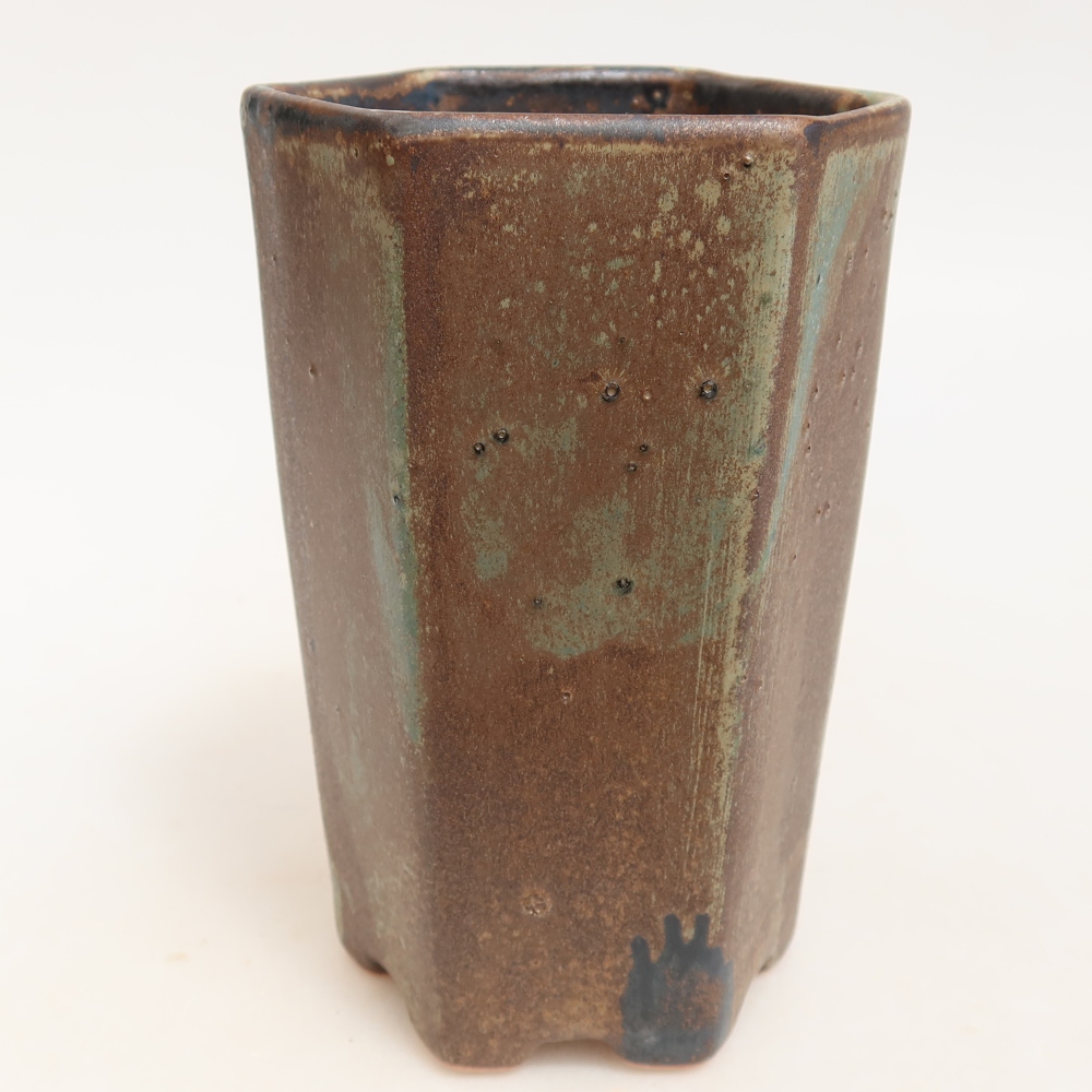 Pot à bonsaï en céramique 9,5 x 8,5 x 14 cm, couleur marron