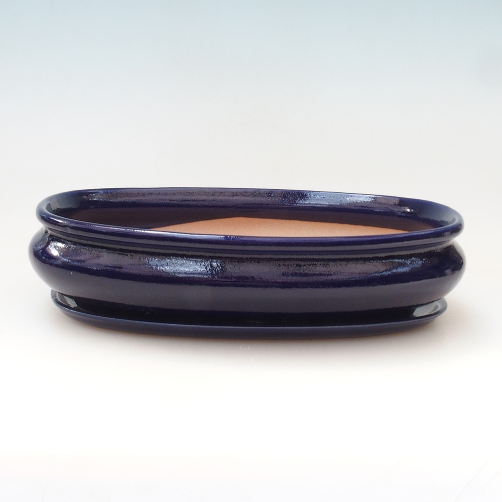 Bol bonsaï + soucoupe H15 - 25,5x17,5x6 cm - bleu