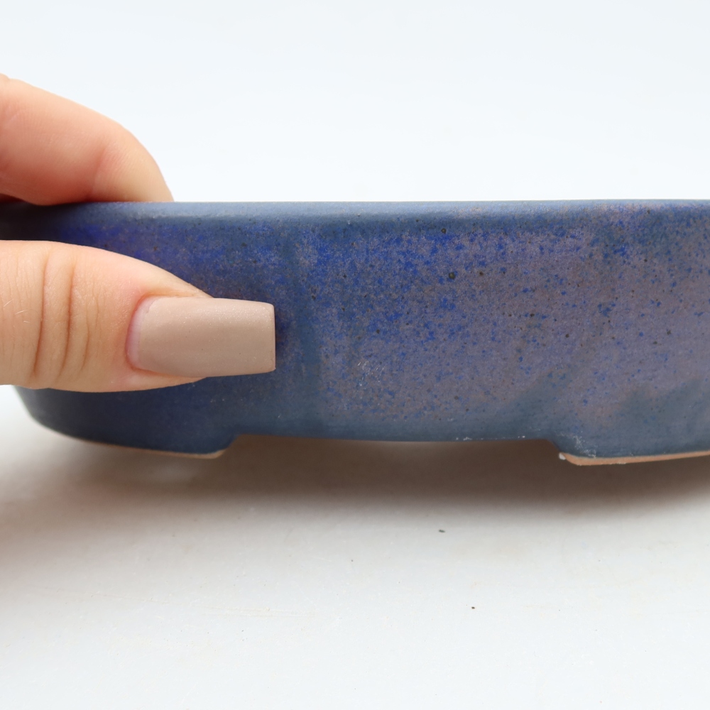 Pot à bonsaï en céramique 17 x 14 x 4 cm, couleur bleue