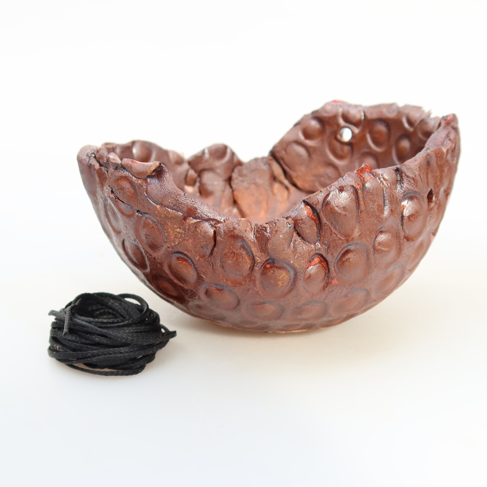 Coquille en céramique pour kokedama, 13 x 12 x 7,5 cm, couleur marron