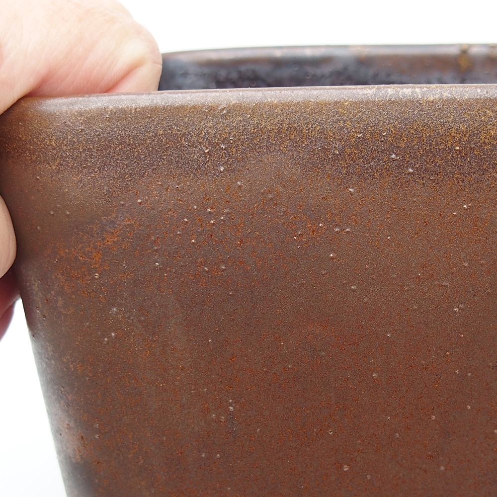 Bol à bonsaï en céramique 14 x 14 x 15 cm, brun