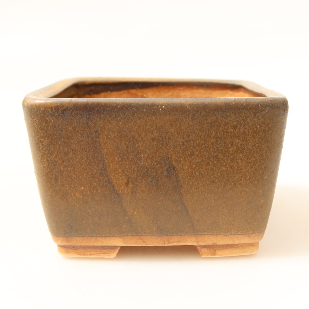 Bol à bonsaï en céramique 8,5 x 8,5 x 5,5 cm, brun