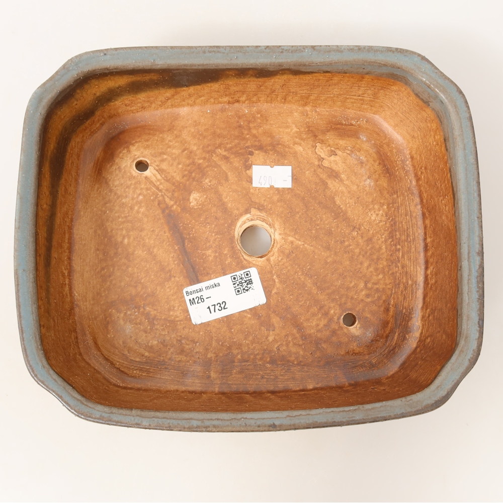 Pot à bonsaï en céramique 21,5 x 18 x 6 cm, couleur bleue