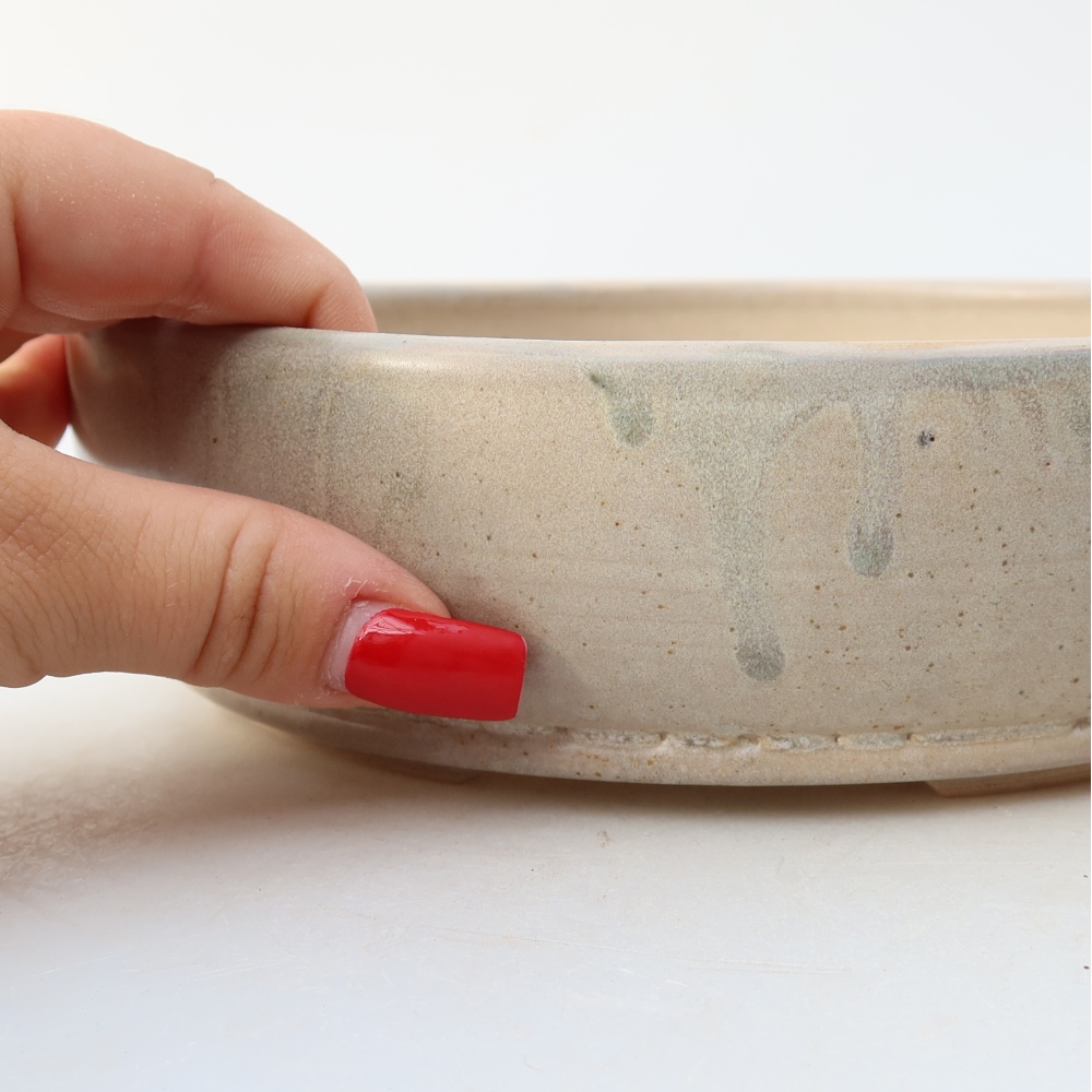 Bol à bonsaï en céramique 20 x 20 x 5,5 cm, couleur beige