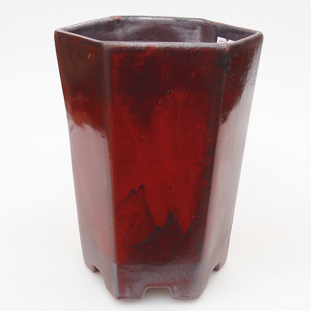 Bol à bonsaï en céramique 13 x 11,5 x 17 cm, couleur rouge