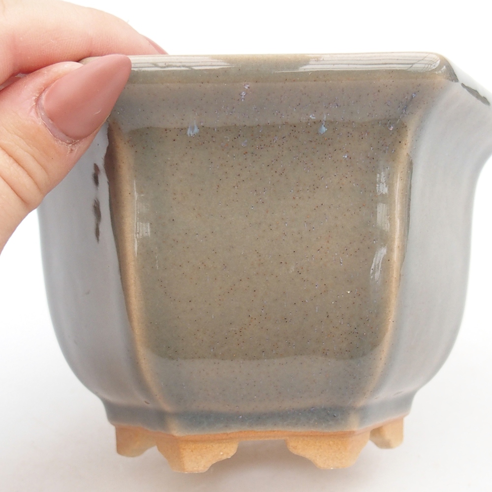 Bol à bonsaï en céramique 13 x 11,5 x 8 cm, gris