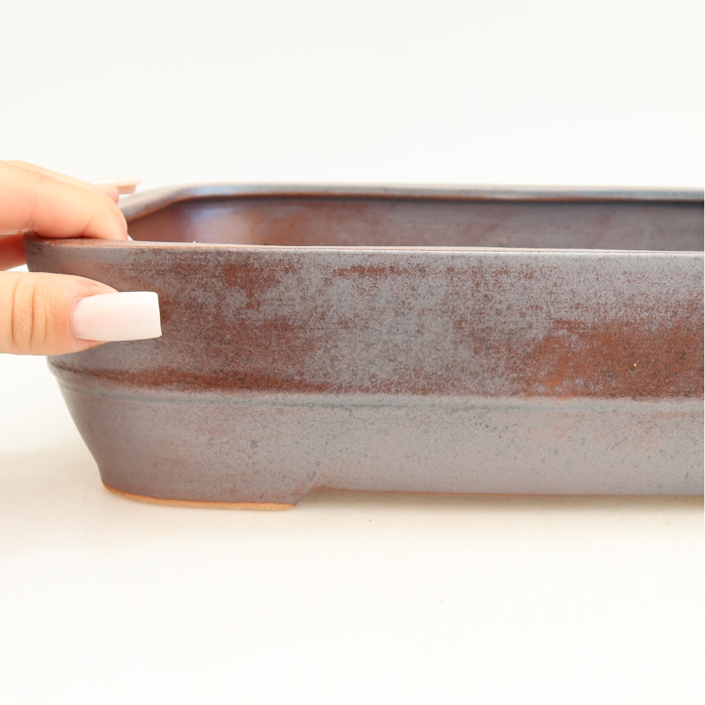 Pot à bonsaï en céramique 28 x 20,5 x 7,5 cm, couleur métallique