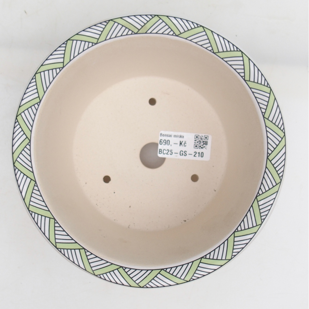 Bol à bonsaï en céramique 17 x 17 x 9 cm, couleur vert-blanc