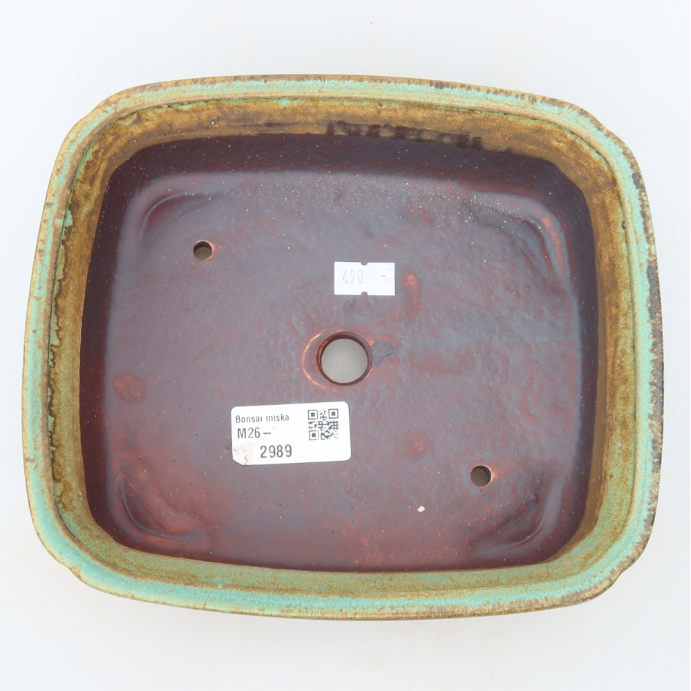 Pot à bonsaï en céramique 20 x 17,5 x 6 cm, couleur verte