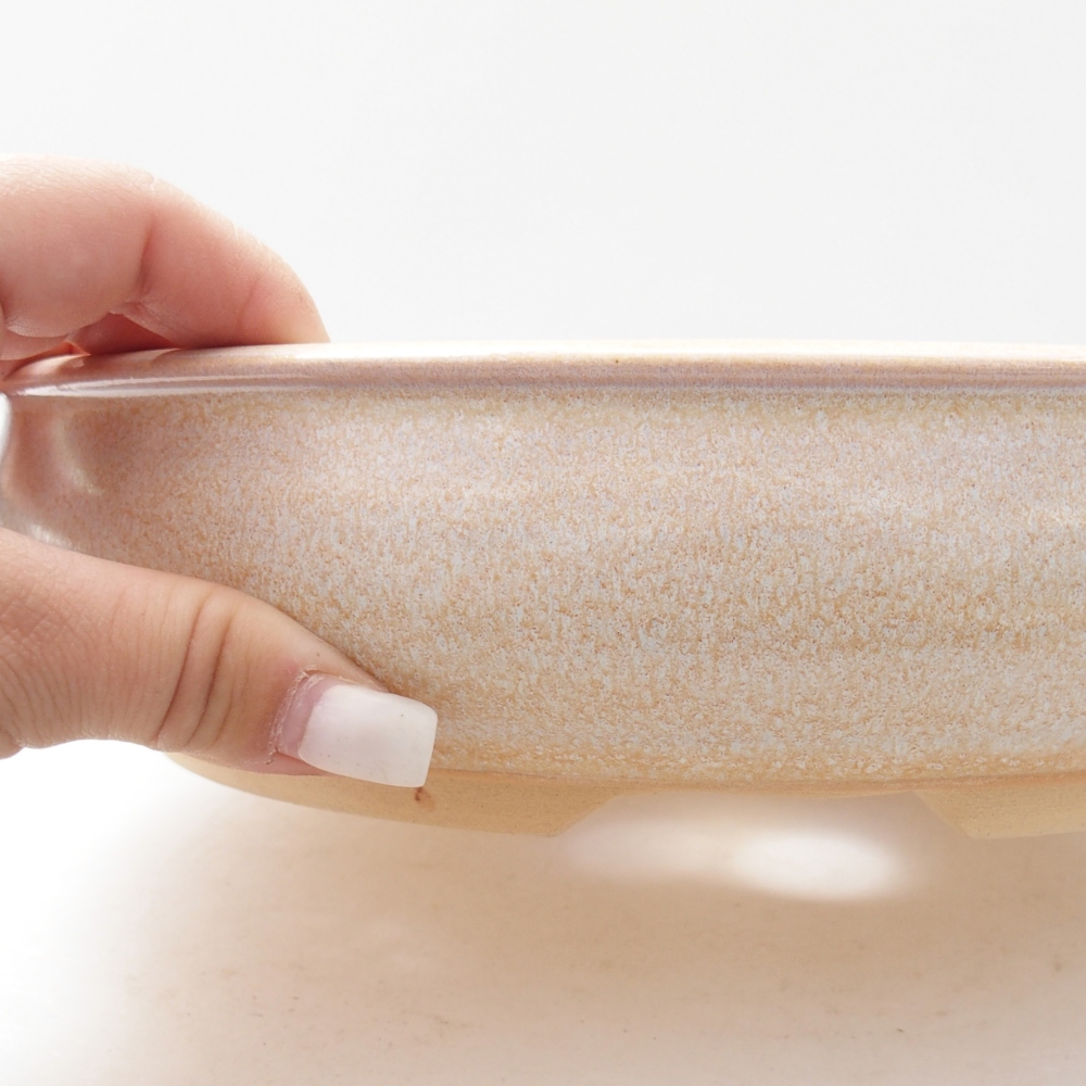 Bol à bonsaï en céramique 25,5 x 25,5 x 6 cm, couleur beige