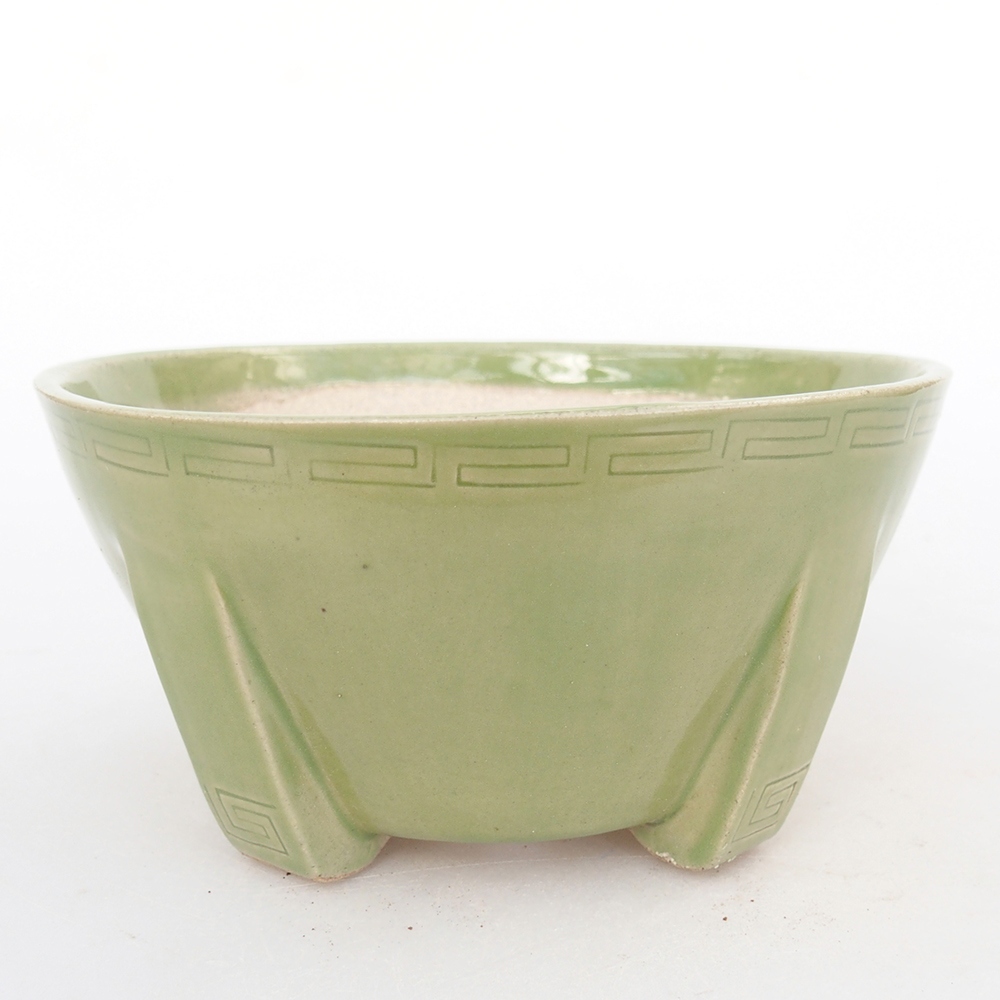 Bol à bonsaï en céramique 13,5 x 13,5 x 6,5 cm, vert