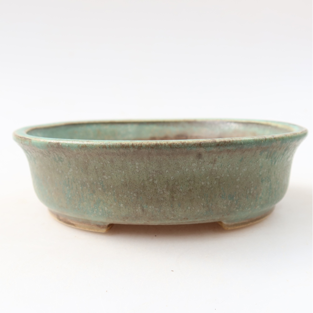 Pot à bonsaï en céramique 12,5 x 11,5 x 3,5 cm, couleur verte