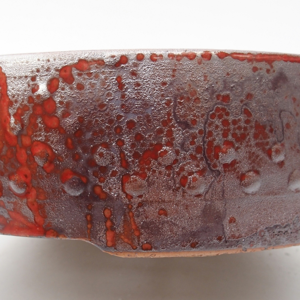 Bol à bonsaï en céramique 24,5 x 24,5 x 7 cm, couleur rouge