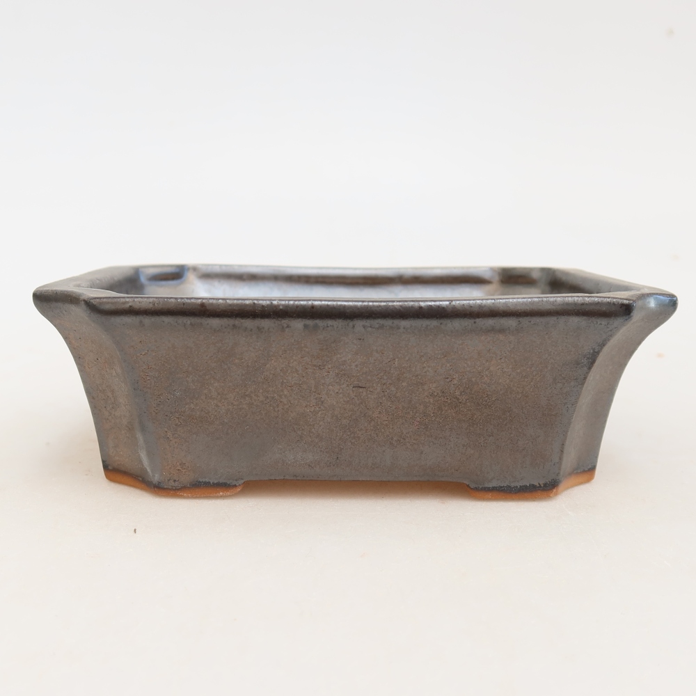 Pot à bonsaï en céramique 13,5 x 11 x 4 cm, couleur métallique