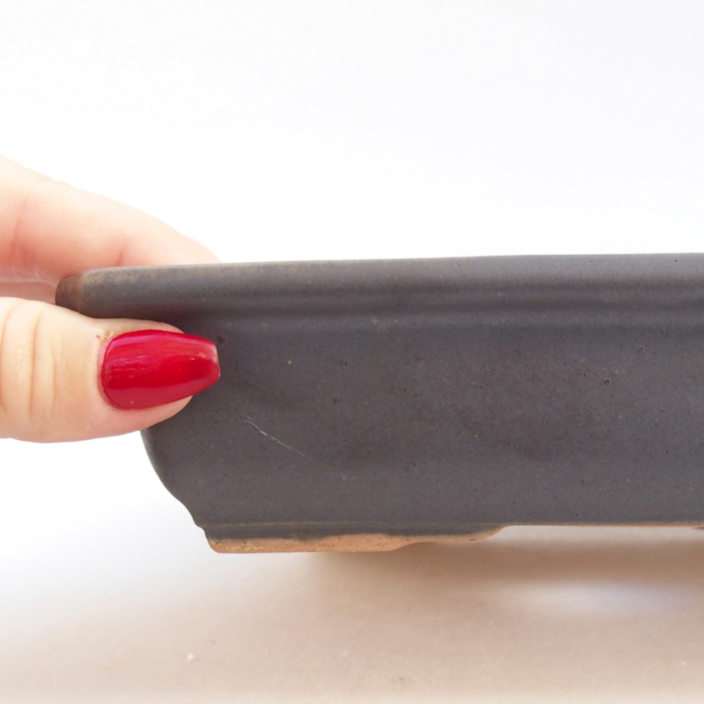 Bol à bonsaï en céramique 18 x 13,5 x 4 cm, couleur métal