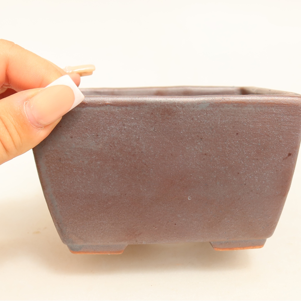 Pot à bonsaï en céramique 10,5 x 10,5 x 6,5 cm, couleur métallique