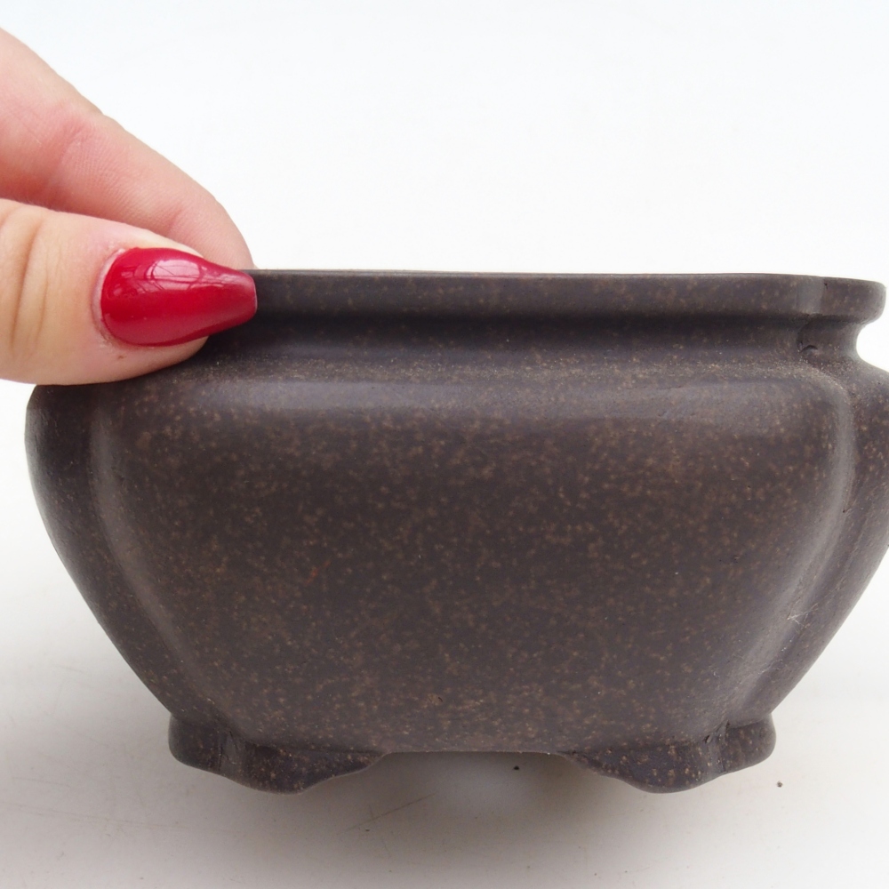 Bol à bonsaï en céramique 12 x 12 x 7 cm, couleur ocre brunâtre