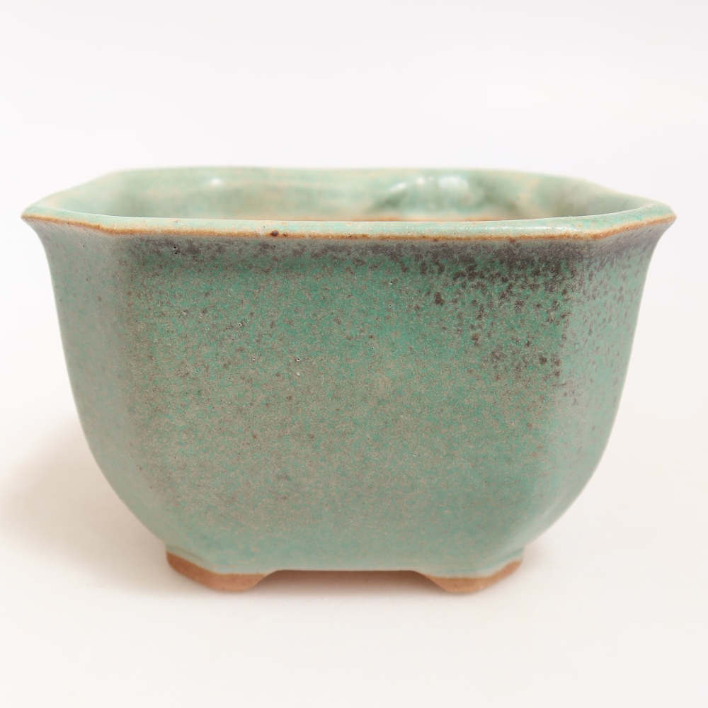 Pot à bonsaï en céramique 10 x 10 x 6,5 cm, couleur verte