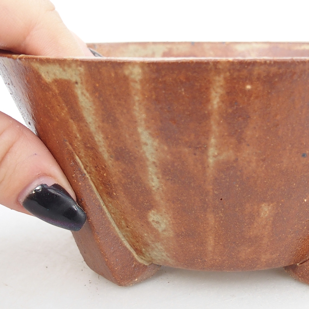 Bol à bonsaï en céramique 13,5 x 13,5 x 6,5 cm, brun