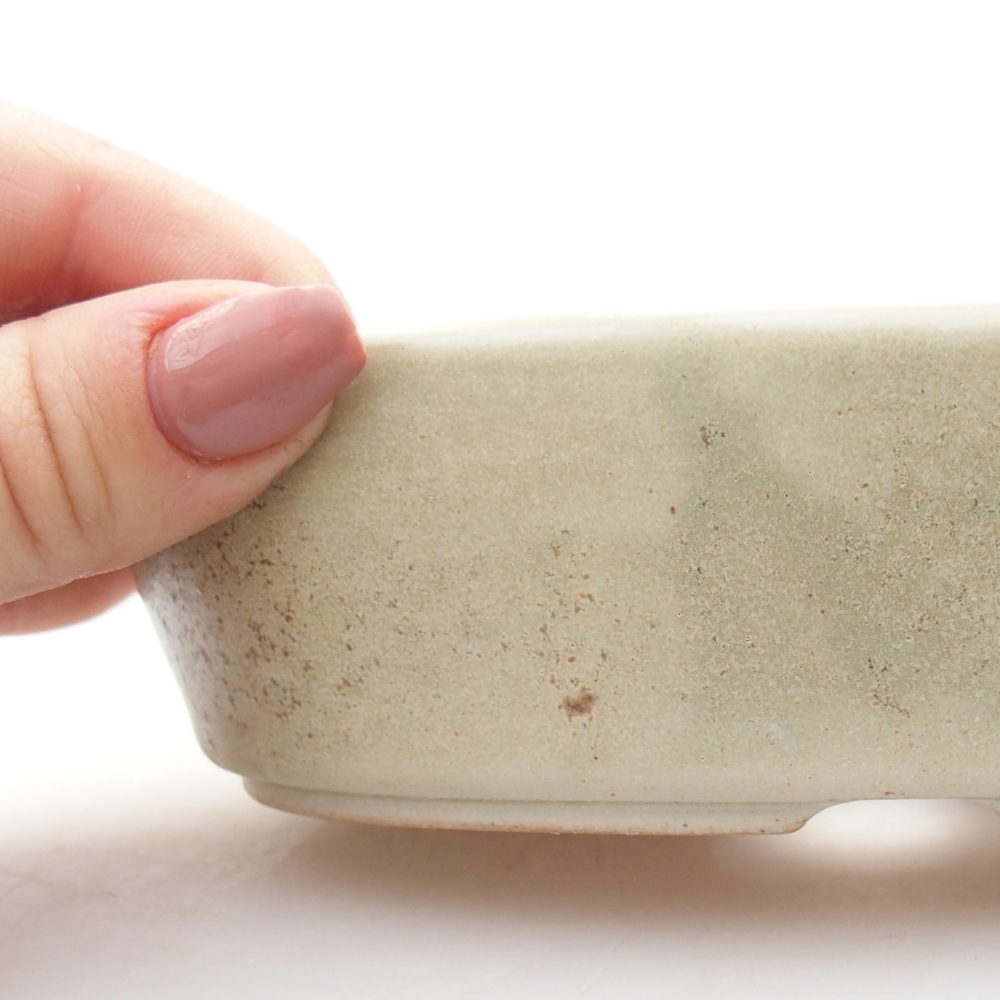 Bol à bonsaï en céramique 15 x 9,5 x 4 cm, couleur beige