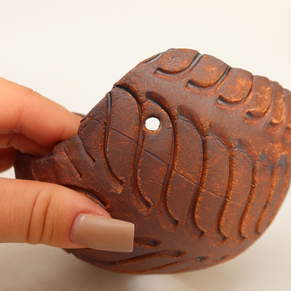 Coquille en céramique pour kokedama, 13 x 11,5 x 8,5 cm, couleur marron