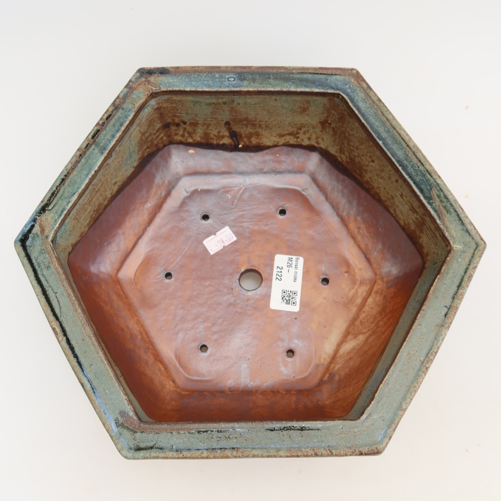 Pot à bonsaï en céramique 28 x 24,5 x 9 cm, couleur brun-vert