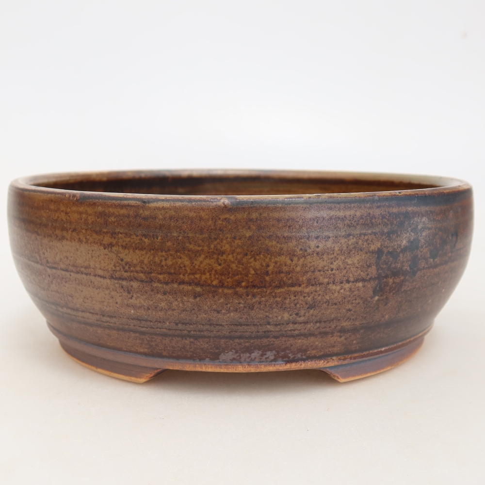 Pot à bonsaï en céramique 17 x 17 x 6 cm, couleur marron