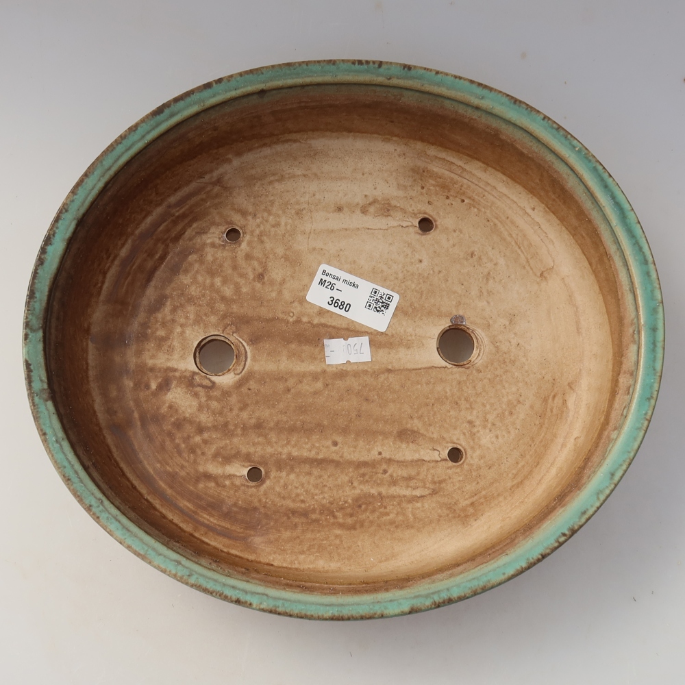 Pot à bonsaï en céramique 26 x 24 x 6 cm, couleur verte