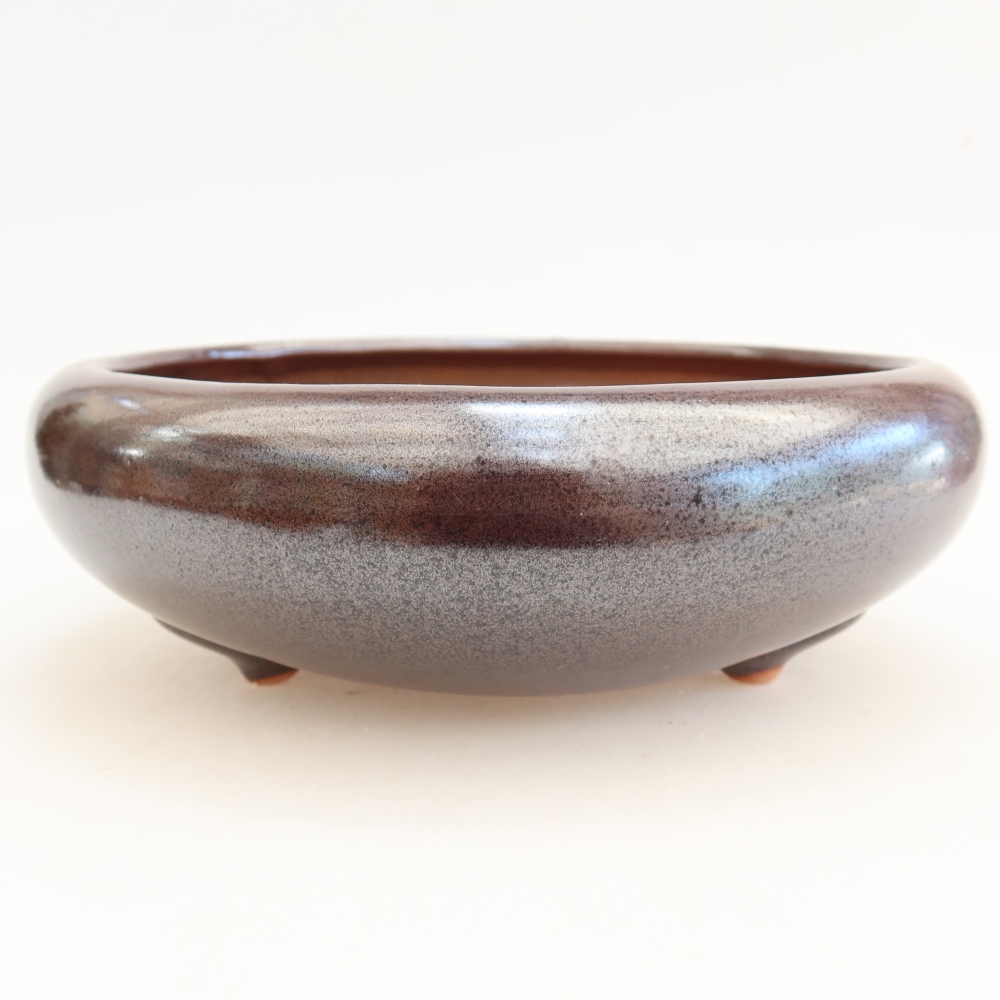 Pot à bonsaï en céramique 20,5 x 20,5 x 7 cm, couleur marron
