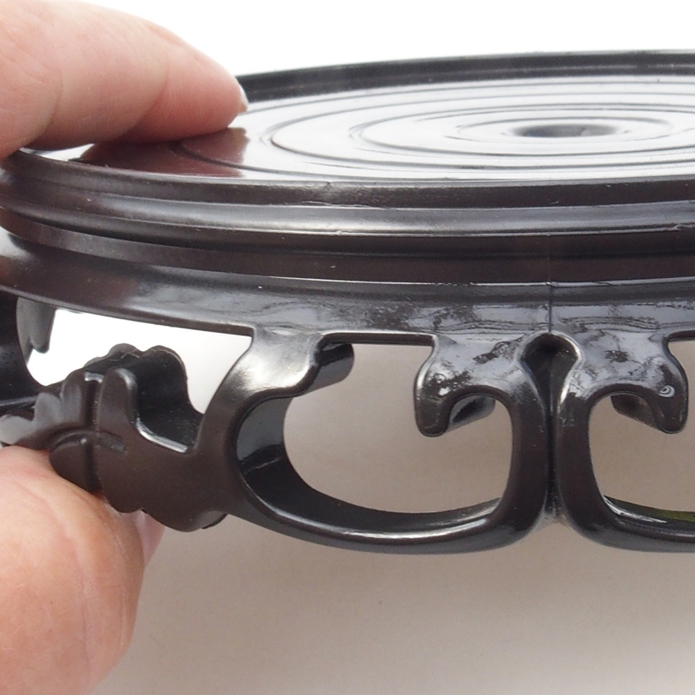 Table à bonsaï en plastique ronde 14,5 x 14,5 x 4 cm, couleur noire