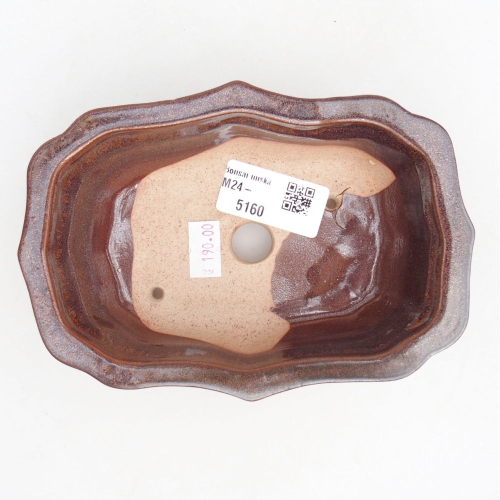 Bol à bonsaï en céramique 15,5 x 11,5 x 4,5 cm, brun