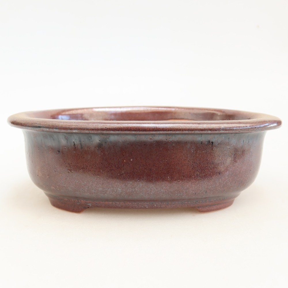 Pot à bonsaï en céramique 18 x 14,5 x 5,5 cm, couleur bordeaux