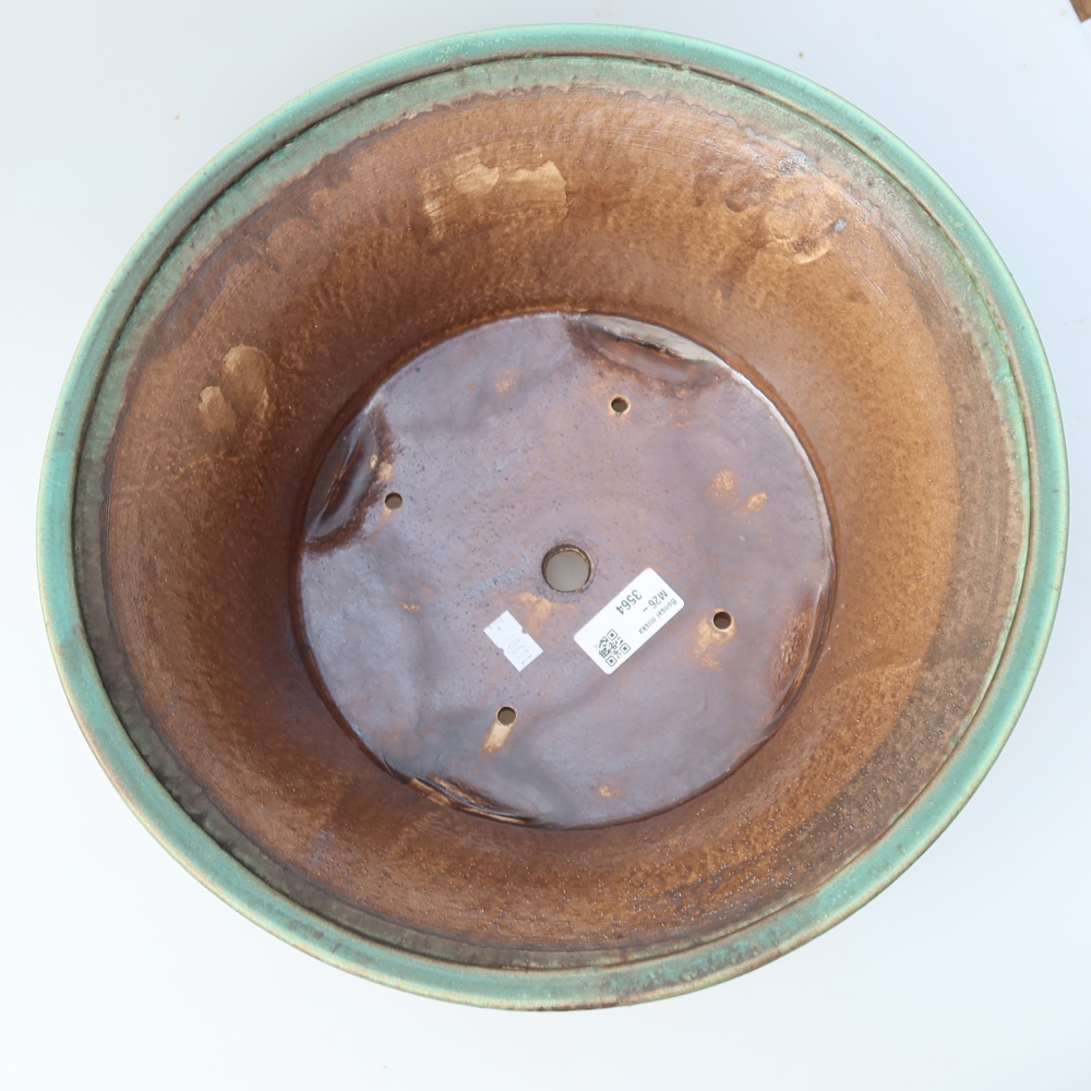 Pot à bonsaï en céramique 31,5 x 31,5 x 14,5 cm, couleur verte