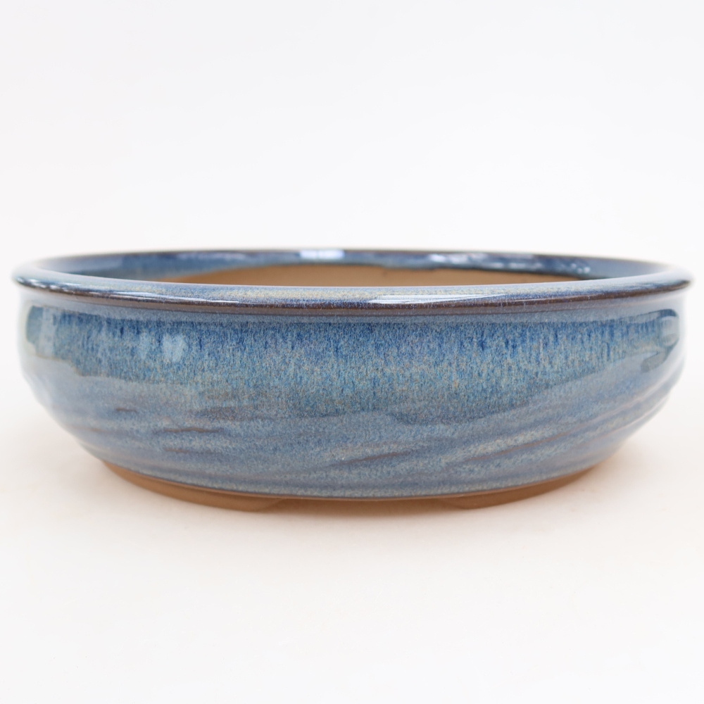 Pot à bonsaï en céramique 22,5 x 22,5 x 6,5 cm, couleur bleue