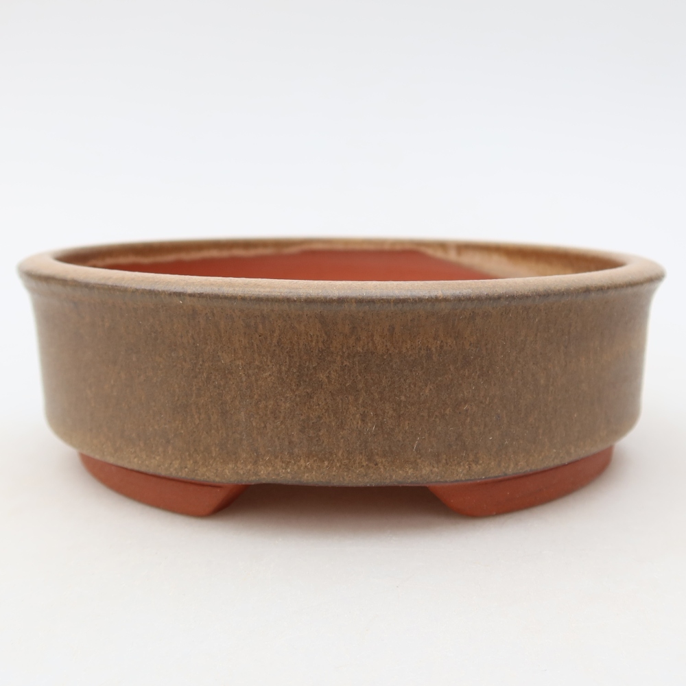 Pot à bonsaï en céramique 14,5 x 14,5 x 4,5 cm, couleur marron